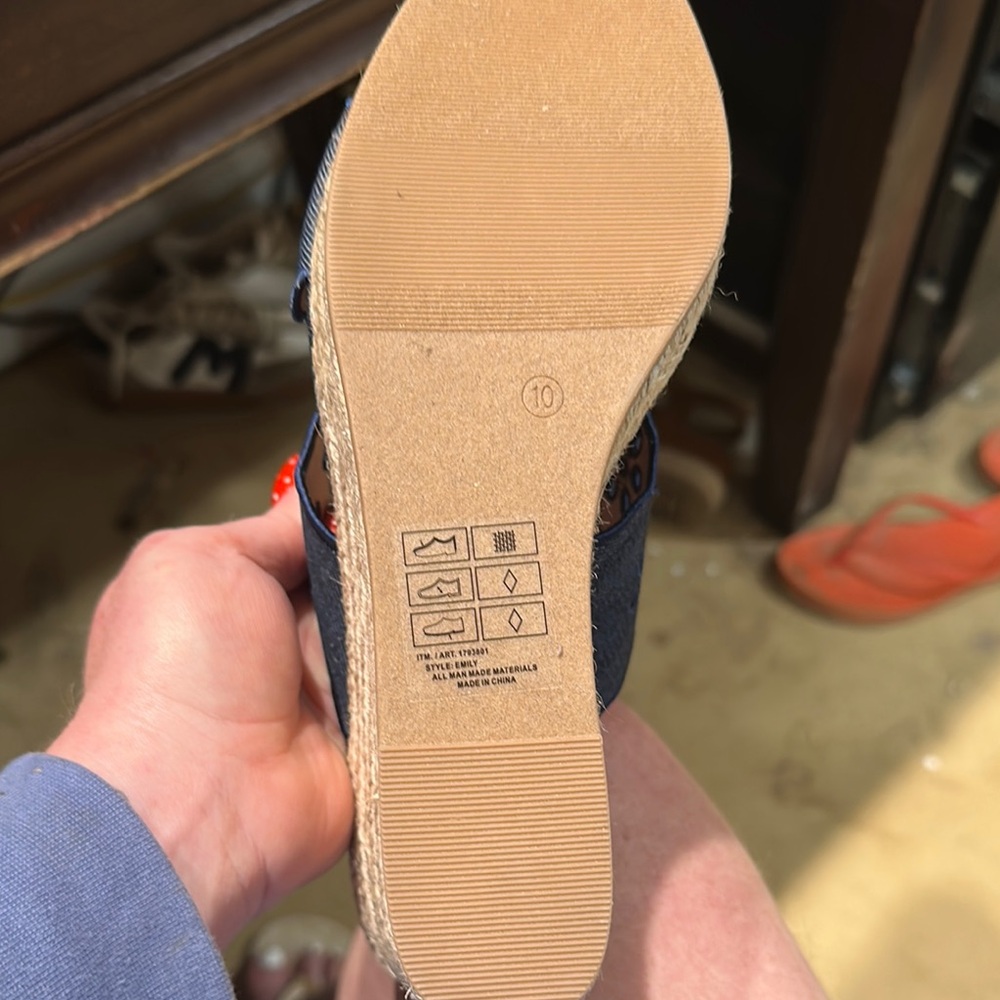 Draper James Navy Blue Cutout Espadrille Wedge Sandals - Picture 6 of 14